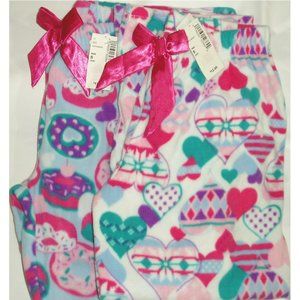 Fleece Blue white Lot Pajamas Pants Girls Sleep